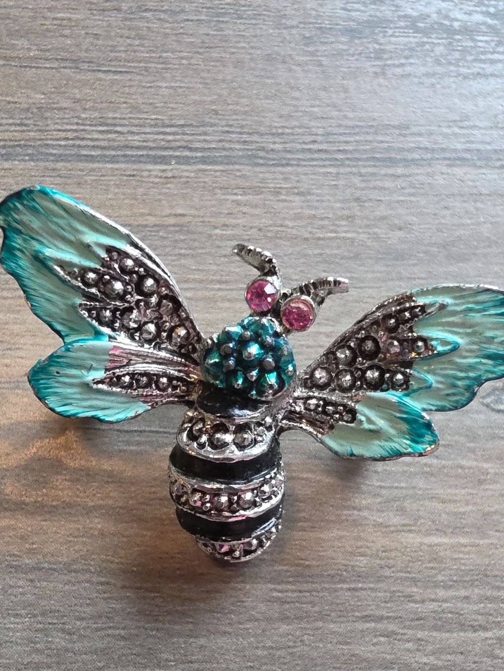 Decorative Turquoise and Pink Bee Accent Pin - Home Accent